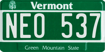 VT license plate NEO537