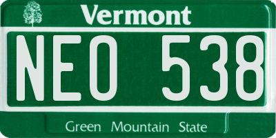VT license plate NEO538