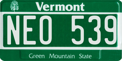 VT license plate NEO539
