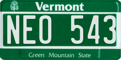 VT license plate NEO543