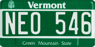 VT license plate NEO546