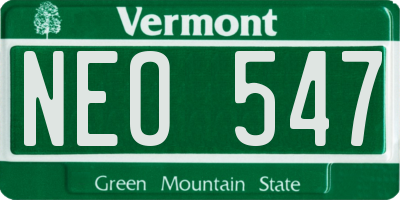 VT license plate NEO547