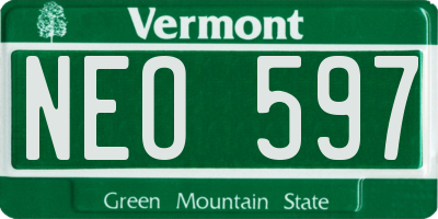 VT license plate NEO597