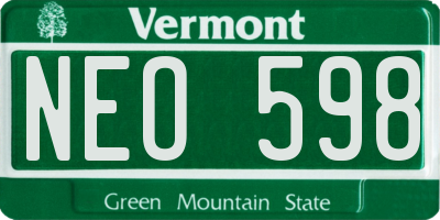 VT license plate NEO598