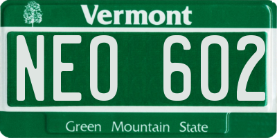 VT license plate NEO602