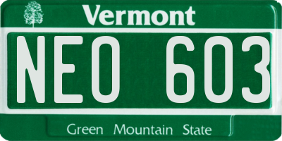 VT license plate NEO603