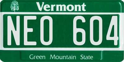 VT license plate NEO604