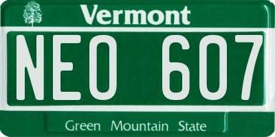 VT license plate NEO607