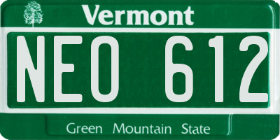 VT license plate NEO612
