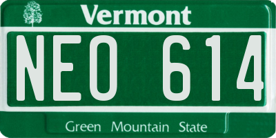 VT license plate NEO614