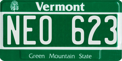 VT license plate NEO623