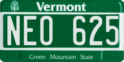 VT license plate NEO625