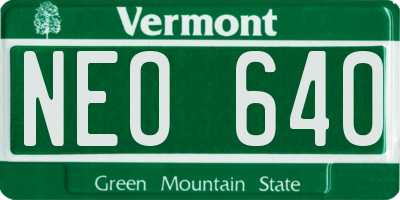 VT license plate NEO640