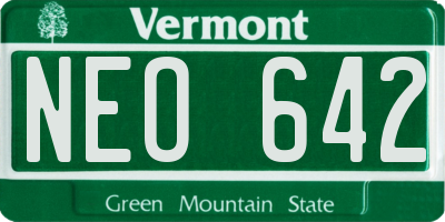VT license plate NEO642