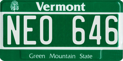 VT license plate NEO646