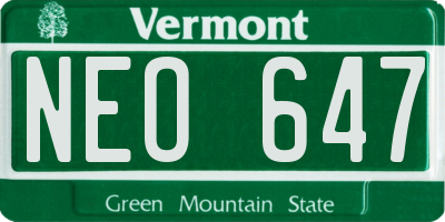 VT license plate NEO647