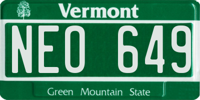 VT license plate NEO649