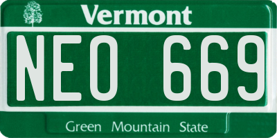 VT license plate NEO669
