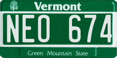 VT license plate NEO674