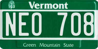 VT license plate NEO708