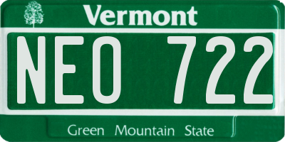 VT license plate NEO722