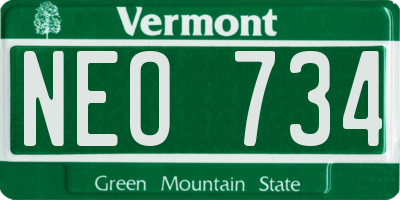VT license plate NEO734
