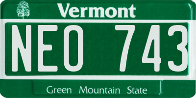 VT license plate NEO743