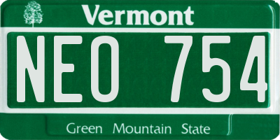 VT license plate NEO754