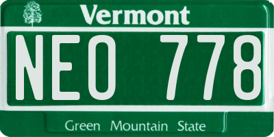 VT license plate NEO778
