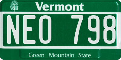 VT license plate NEO798