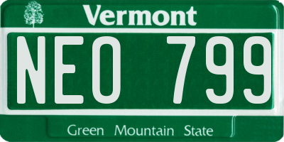 VT license plate NEO799