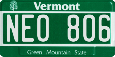 VT license plate NEO806