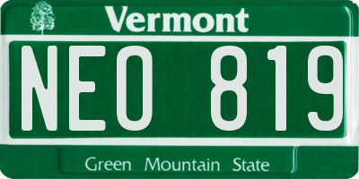 VT license plate NEO819