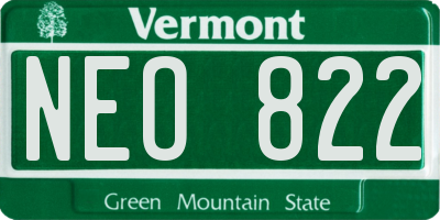 VT license plate NEO822