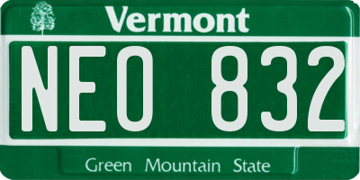 VT license plate NEO832