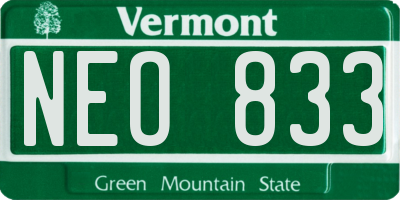 VT license plate NEO833