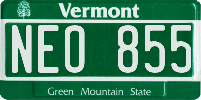 VT license plate NEO855