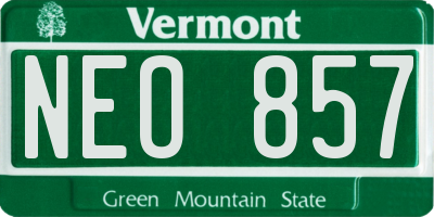 VT license plate NEO857