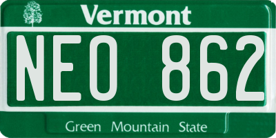VT license plate NEO862