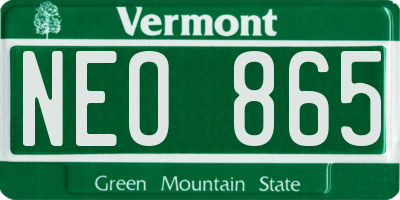 VT license plate NEO865