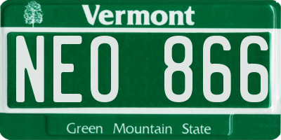 VT license plate NEO866