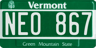 VT license plate NEO867