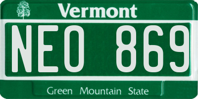 VT license plate NEO869
