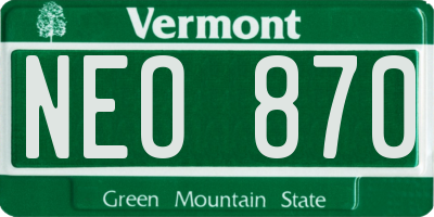 VT license plate NEO870