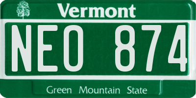 VT license plate NEO874