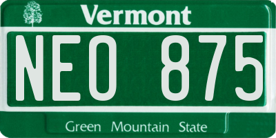 VT license plate NEO875
