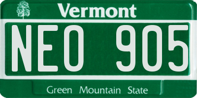 VT license plate NEO905