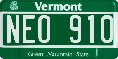 VT license plate NEO910