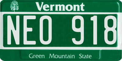 VT license plate NEO918