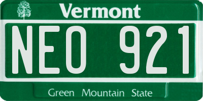 VT license plate NEO921